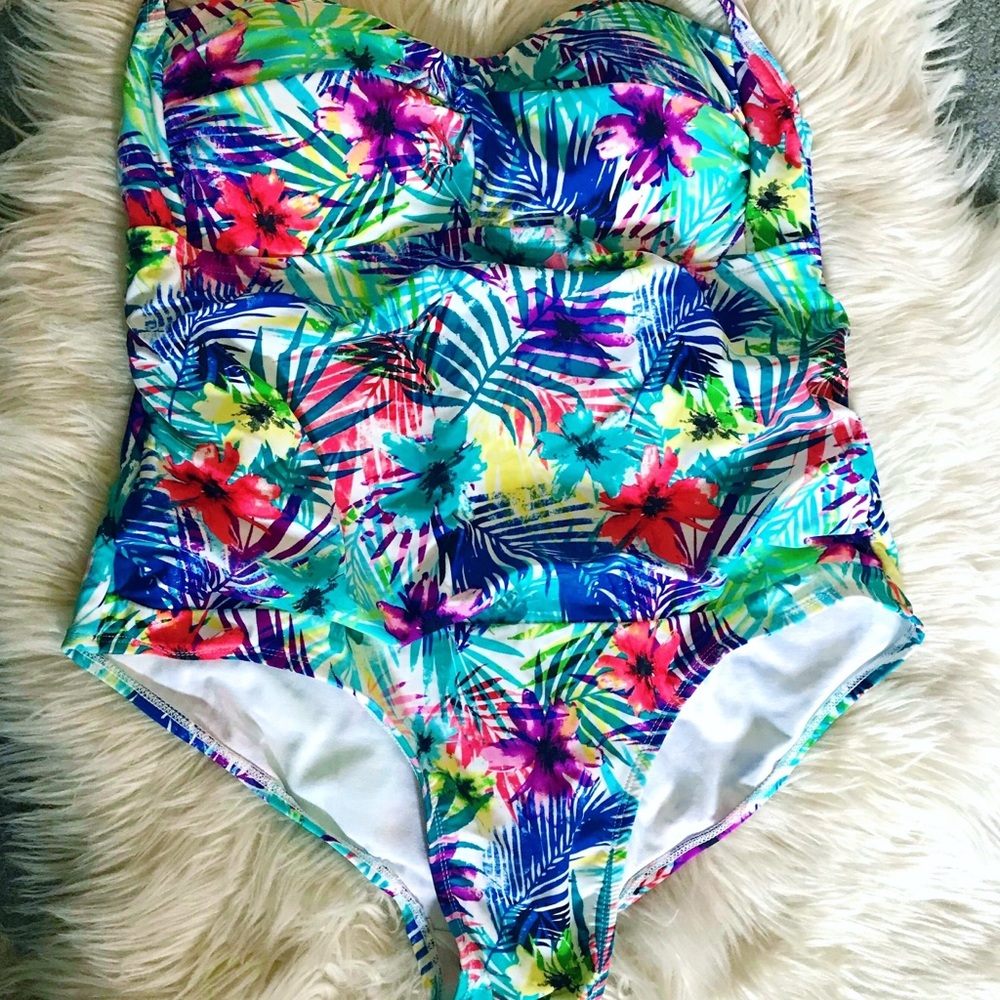 Catalina tropical print halter bathing suit